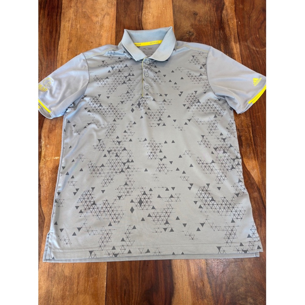ADIDAS x Bear Mountain polo shirt mens sz M gray yellow climacool golf tee
